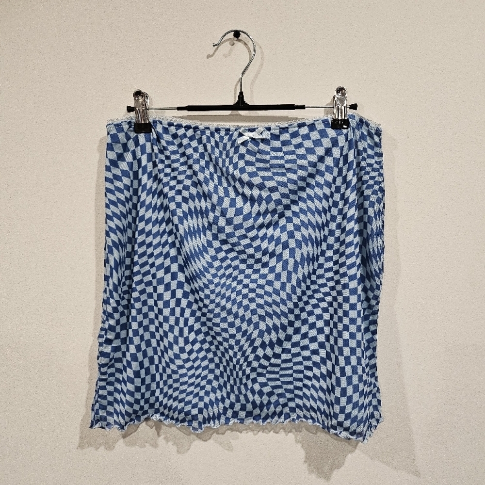Blue Checkered Mini Skirt